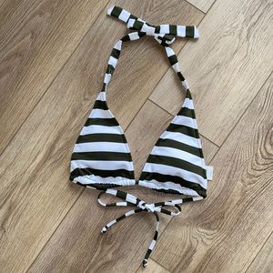 Mossimo Target Olive Green & White Stripe Bikini S